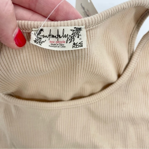 NWT FREE PEOPLE INTIMATELY TAN BODY SUIT NEUTRAL RIBBED SLEEVELESS HIGH NECK S - Picture 9 of 13